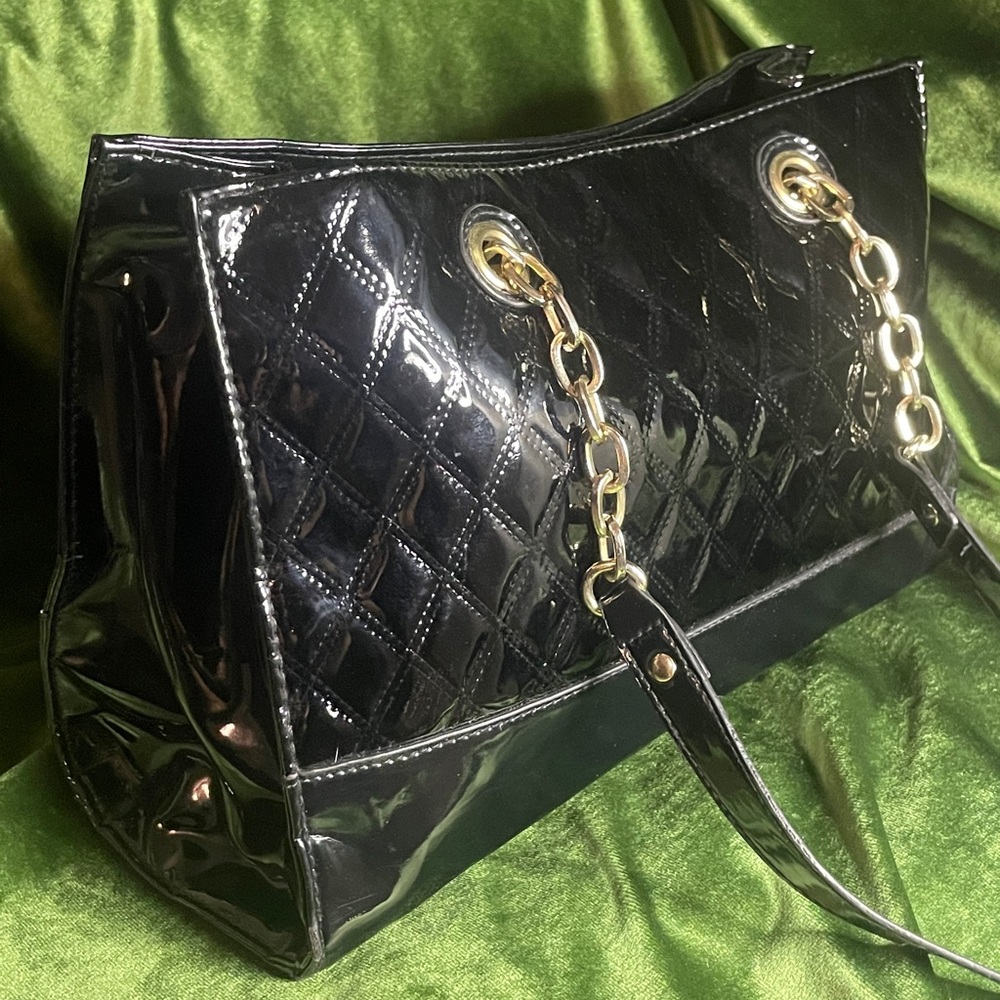 Black patent leather purse